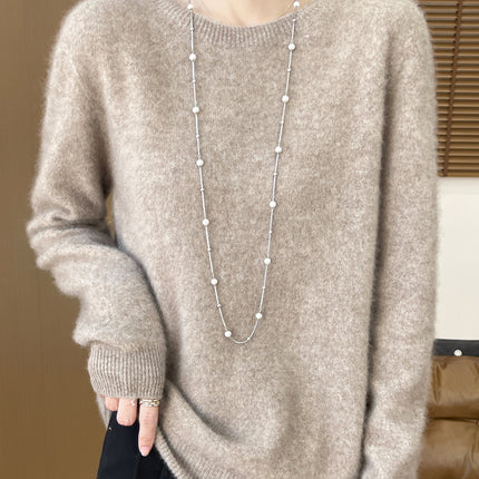 First-Line Ready-To-Wear 100% Pure Wool Round Neck Knitwear Women's New Autumn and Winter Seamless Knitwear Slimming Look Versatile Knitwear