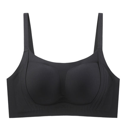 Summer Traceless Thin Cup Large Chest Small Chest Gathering Fixed Cup Litching Non-Steel Ring Anti-Sagging Upper Bracing Underwear for Women