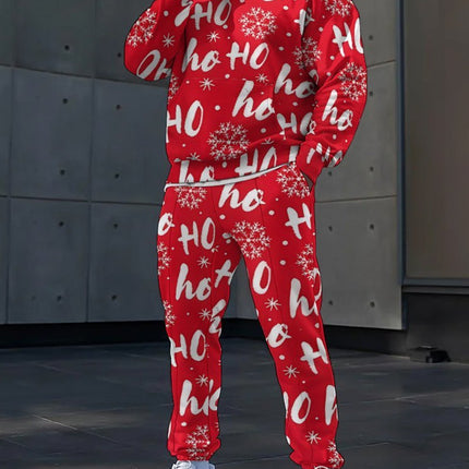 Autumn and Winter Loose 3D Men's Hooded Sweatshirt Set Christmas Printed Sports Two-Piece Set Cross-Border Trendyy Export