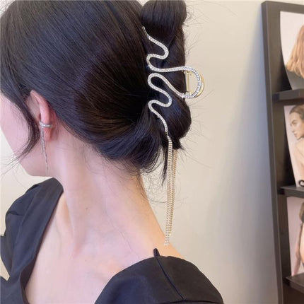 Wheat Spike Hair Clip, Chinese Style, Han Element, Tassel Updo Hair Clip, Large Size Shark Clip for Thick Hair, Snake-Shaped Hair Clip for Stray Hair
