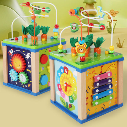 Baby Children's Beaded Toy 0-3 Years Old Educational Treasure Box Toy Montessori Early Education Baby Building Blocks Beaded Dragcart