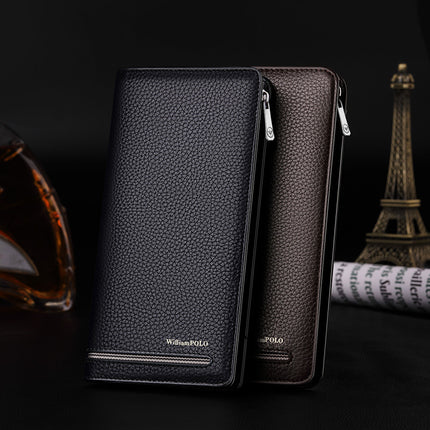 King Paul Card Holder Men's Long Genuine Leather Anti-theft Brush Multi-Card Holder Wallet Large Capacity Card Holder Card Holder for Men