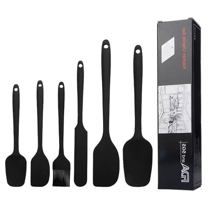 Factory in stock silicone baking 6-piece one-piece silicone scraper spatula oil brush household baking tools suit