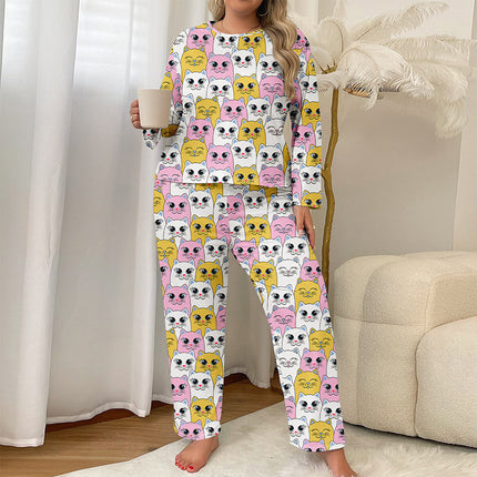 Cross-border Foreign Trade Autumn Milk Silk Pajamas Women's Home Clothes Plus Fatty Casual Long-sleeved Trousers suit Can Wear