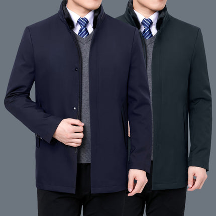 Winter Men's down Jacket Middle-Aged Men's Mink Fur Stand Collar Warm Removable White Duck down Liner Cold-Proof Jacket for Men