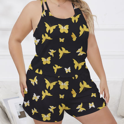 Cross-border Europe and the United States wholesale plus size ladies summer new comfortable suspenders shorts ladies pajamas home clothing suit