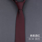 8cm elegant burgundy hand tie