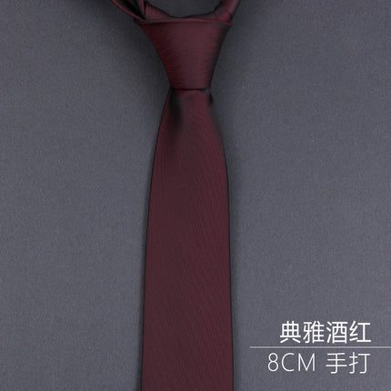 Burgundy Groom Wedding Burgundy Groomsman Formal Business Zipper Knot-Free Men's Tie Wedding