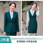 Army green suit + vest dress / S