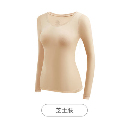 22199 Fall/Winter Bose Women's Ultra-thin Long-sleeved Non-marking Crewneck Bottoming Autumn Clothes suit for Warm Skin-beautifying Underwear