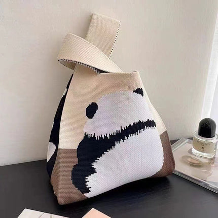 New Ins Bag Knitted Handbag Large Capacity Bucket Bag Versatile Daily Work Clothing Tote Bag Female Souvenir