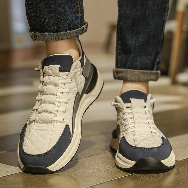 2025 Winter Men's Shoes with Fleece Lining, Casual Shoes, down Fabric Men's Sneakers, Warm and Versatile, Slip-On Sneakers