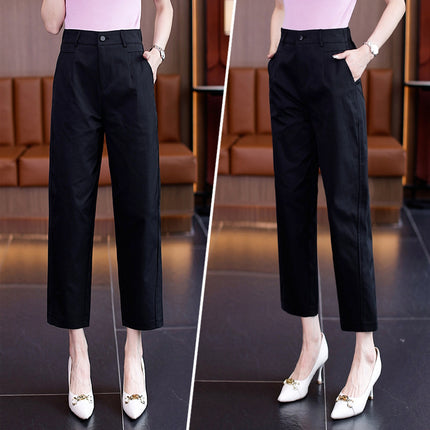 High-Waisted Casual Pants for Women, 2025 Spring and Autumn New Loose Slimming Cropped Cigarette Knife Pants for Petite Figures