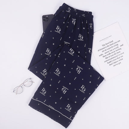Large size men's pajamas spring and autumn pure cotton plus fat plus size 300kg fat people's home pants conventional thick