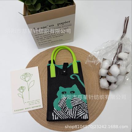Girl's Heart-Shaped Knitted Crossbody Bag
