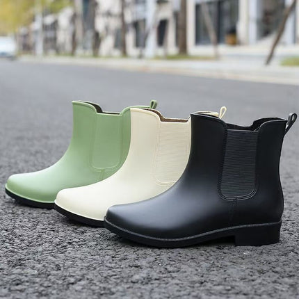 Rain Boots for Women, Mid-Calf Rain Boots for Women, Non-Slip Low-Cut Waterproof Glue Shoes, Warm Thick-Soled New Rain-Proof Shoes