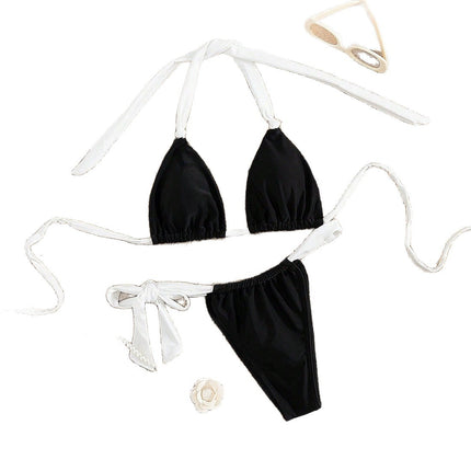 Solid Color Cross-Border 2026 Swimwear New Fashion Sexy Bikini European and American Style Tie-Up Two-Piece Swimsuit Set for Women