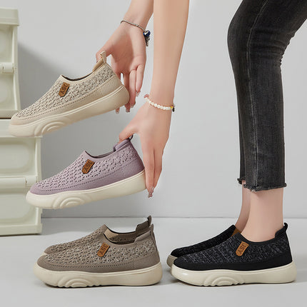 Shoes for Women, Versatile Spring Fly-Knit Breathable Non-Stinky Casual Shoes, Soft-Soled Sneakers, Mesh Breathable Single Shoes