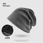Waffle knit beanie - charcoal gray / Head circumference (52cm-59cm)
