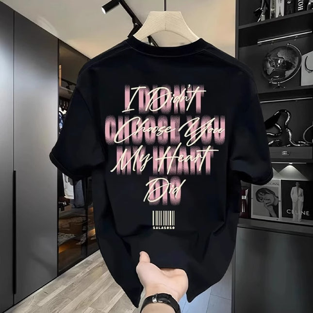 Men's Short-Sleeve T-Shirt, Pure Cotton, Summer, Loose Fit, Trendy Brand, Hong Kong Style, Men's National Trend 2026, White Half-Sleeve Top
