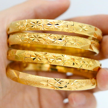 Wholesale cross-border Xiyin TEMU men's and women's 8mm Vietnam sand gold buckle open car flower bracelet vacuum plating color retention