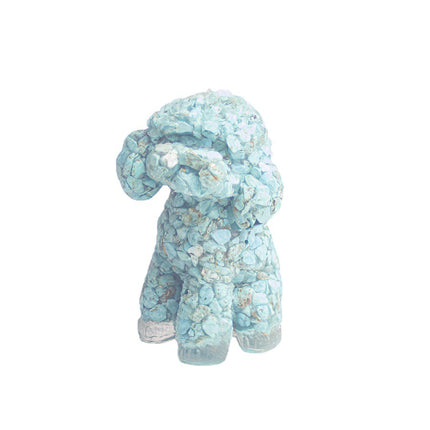 Natural Crystal Crushed Stone Resin Teddy Dog Animal Figurine Decoration for Home Desktop Decoration Cute Amethyst