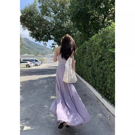 2025 New Wisteria Garden Skirt for Women, Spring and Autumn Slimming Long A-Line Skirt, Elegant Fairy Purple Skirt
