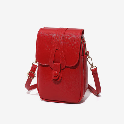 Simple and Fashionable Women's Cross-Body Shoulder Bag, Vertical Mobile Phone Bag, Double-Layer Zipper Design, Multi-Capacity Storage Coin Purse