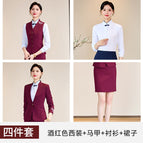 wine red Suit Vest Shirt Skirt / S