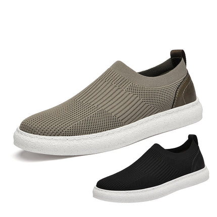 Summer New Vintage Board Shoes Fly-woven Cowhide Mesh Shoes Fashion Comfortable Invisible Height-increasing Mesh Board Shoes Trend