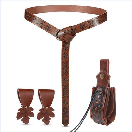 Carnival Renaissance Costume Accessories suit Medieval Knight Belt Wrist Bracer Halloween Magic Bag Props