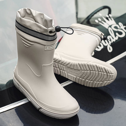 Men's Waterproof Rain Boots with Cuffs, Fishing Water Shoes, Fleece-Lined, Non-Slip Kitchen Work Rubber Shoes, Comfortable Soft-Soled Rain Boots
