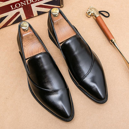 Summer Leather Shoes Men's Single Layer Leather Breathable Soft Bottom Soft Face Work Suit Black Heightening Business Dress Shoes