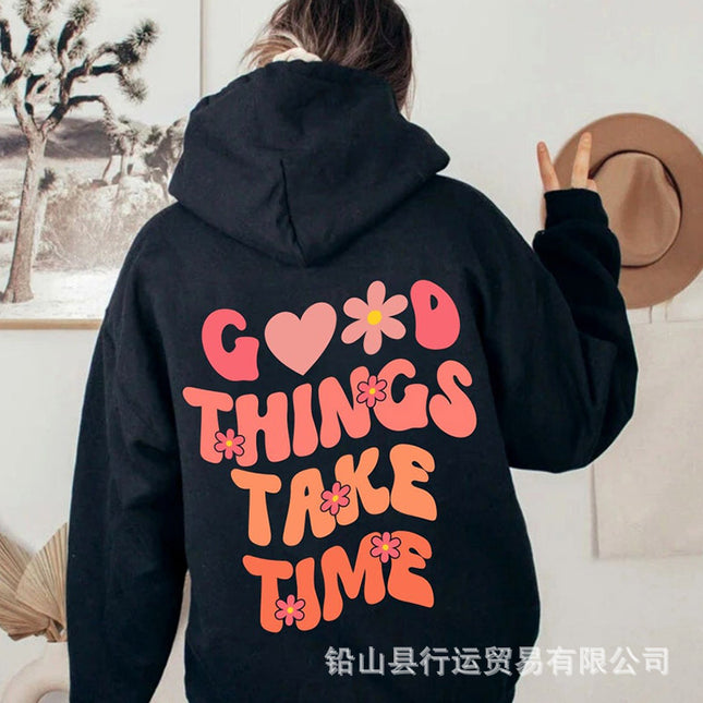 Colorful Good Things Hoodie Retro Women's Long-Sleeved Pullover Mental Health Hoodie Pullover