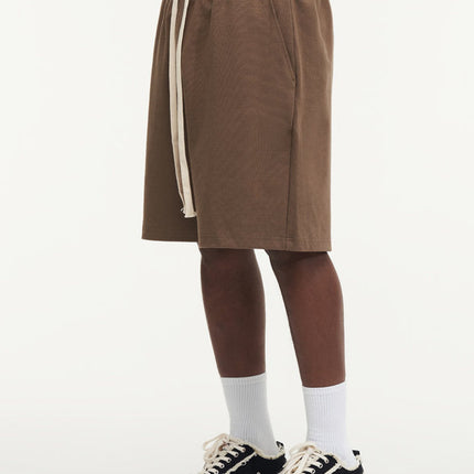 450g heavy cotton jersey elastic casual shorts solid color basic pants loose men's sports pants