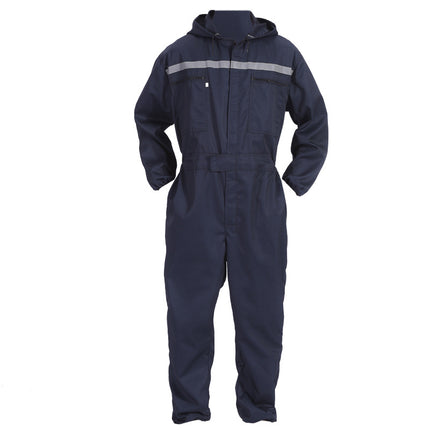 One-Piece Work Clothes for Men, Long-Sleeved, Reflective Strips, Hooded Labor Protection Clothing, Auto Repair Spray Painting, Ship Crew Uniforms, Dirt-Resistant, Wear-Resistant, Breathable