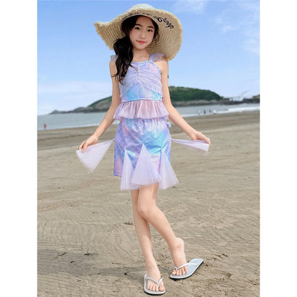 Girls' Swimsuit 2025 New Model Mermaid Style, Stunning Seaside Resort Style, High Aesthetic Value, Trendy Beachwear, Very Attractive