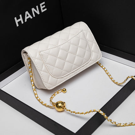 Small Gold Ball Crossbody Square Bag 2024 Summer Quilted Chain Bag Niche Single Shoulder Camellia Quilted Crossbody Bag