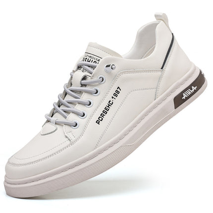 Men's Casual Leather Shoes 2025 New Style Cowhide Soft Panel Shoes Fashionable White Shoes Non-Slip Classy Men's Shoes Wholesale