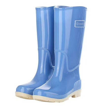 New Cross-Border Fashion Women Rain Shoes High Tube Women's Rain Boots Non-Slip Waterproof Pvc Warm Water Shoes
