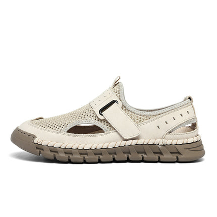 Spring and Summer New Products Cross-Border Hot-Selling Large Size Men's Mesh Shoes Outdoor Handmade Genuine Leather Casual Mesh Men's Sandals