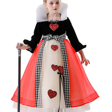 Halloween Cos Queen of Hearts Princess Dress Alice in Wonderland Dress Masquerade Performance Costume