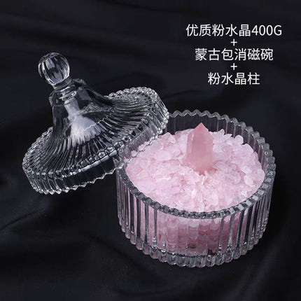 Natural Crystal Purification Degaussing Bowl White Crystal Degaussing Stone Gravel Container Yushou Salt Ware Gem Glass