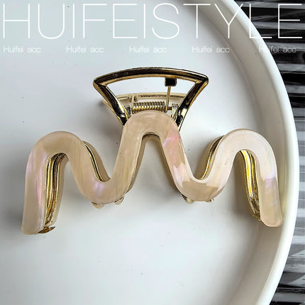 Shell Spring and Summer New Metal Shark Grab Clip Acetic Acid Wave High-Level French Back Head Clip Grab Clip Hairpin for Women