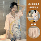Champagne star and moon cat [nightgown + shorts] / M【 40-50kg 】