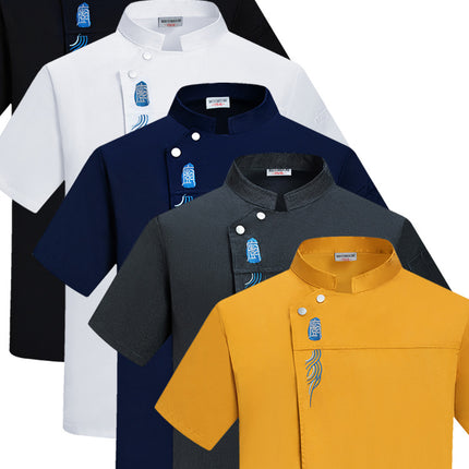 Chef Clothing Men's Short-sleeved Thin Breathable Mesh Wear-resistant Chef Work Clothes Long-sleeved Hotel Kitchen Hot Pot Baking