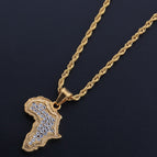 Half Diamond Africa map + 3mm24inch twist chain