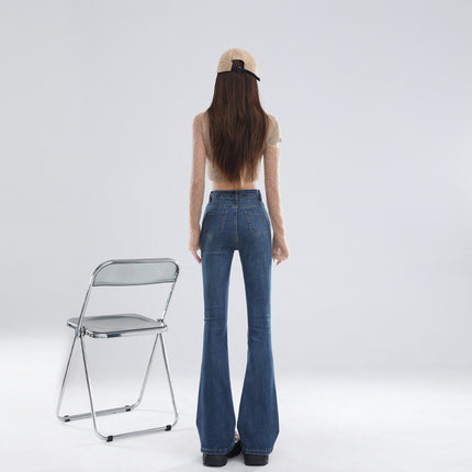 2025 Fall/Winter Main Collection: Micro-Flared Jeans for Women, Stylish High-Waisted Slimming Bootcut Pants for Petite Figures