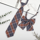 Jk038 dark gray orange plaid (tie + collar flower)