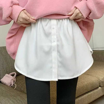 Small fart curtain women's matching sweater base autumn and winter fake two-piece shark pants with folded buttock covering small white skirt